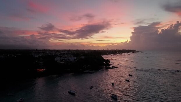 Aerial view of Cap Malheureux at sunset Mauritius.