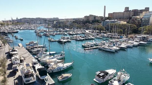 Aerial view of yachts docked in Msida Marina Malta. Aerial view of yachts docked in Msida Marina Malta.