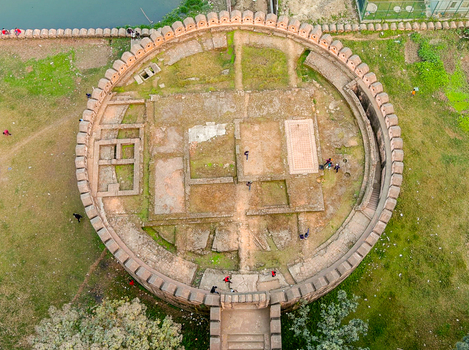Aerial view of the Idrakpur Fort ruins an ancient testament stands against the backdrop of the city s green spaces Munshiganj Dhaka Division Bangladesh. Aerial view of the Idrakpur Fort ruins an ancient testament stands against the backdrop of the city s green spaces Munshiganj Dhaka Division Bangladesh.