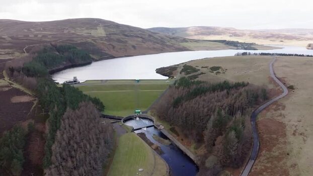 Aerial view of Whiteadder Reservoir and dam in Duns United Kingdom. Aerial view of Whiteadder Reservoir and dam in Duns United Kingdom.