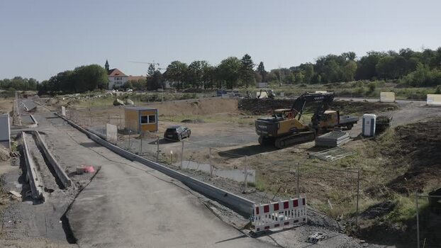 Aerial view of a construction site in Bessungen Germany.