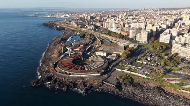 Aerial view of the coastal urban skyline in Catania Italy. Aerial view of the coastal urban skyline in Catania Italy.