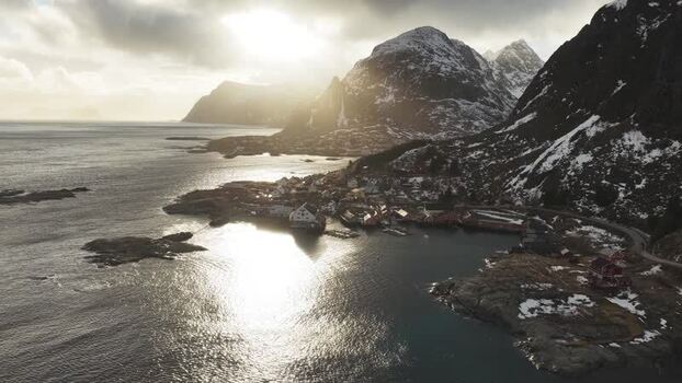 Aerial view of Tind village Norway.