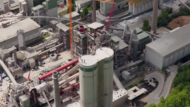 Aerial view of a large cement factory complex Czechia.