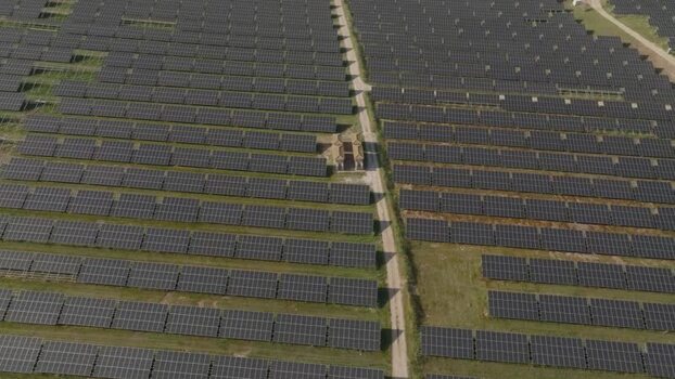 Aerial view of a solar panel farm in Priolo Gargallo Italy. Aerial view of a solar panel farm in Priolo Gargallo Italy.