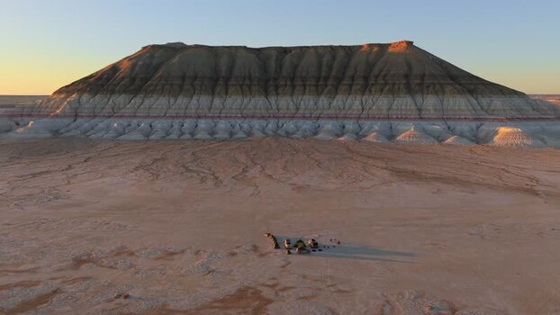 Aerial view of Gora Bokty Mount Bokty and desert landscape Kazakhstan. Aerial view of Gora Bokty Mount Bokty and desert landscape Kazakhstan.