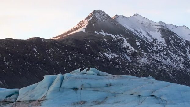 Aerial view of glacier and snow capped mountains in Iceland. Aerial view of glacier and snow capped mountains in Iceland.