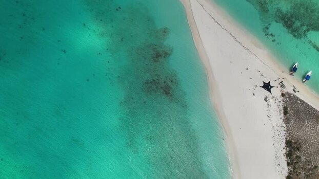 Aerial view of Los Roques archipelago in Venezuela.