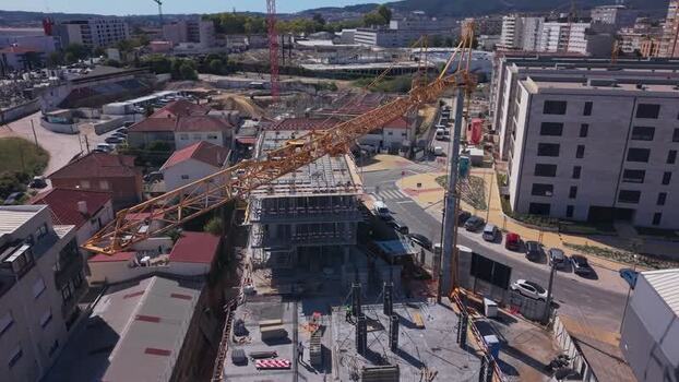 Aerial view of construction site in Barcelos Portugal.