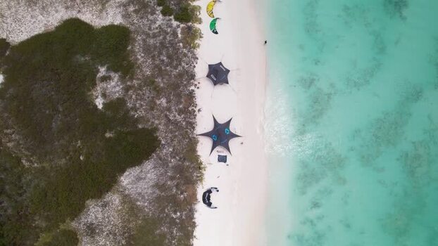 Aerial view of Los Roques archipelago beach Venezuela.