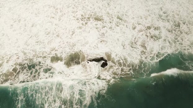 Aerial view of waves crashing at La Jolla Cove United States.