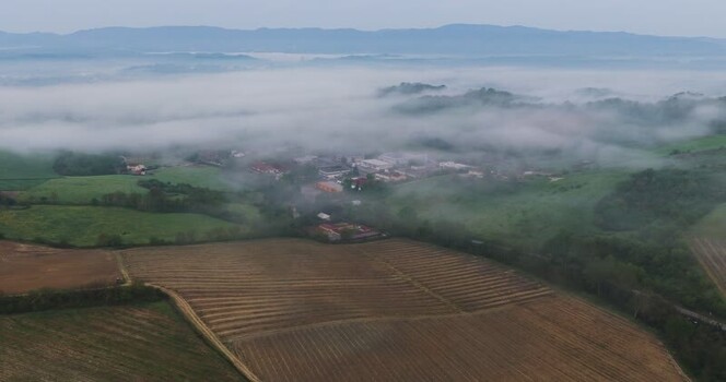 Aerial view of Balze del Valdarno with fog over hills Italy. Aerial view of Balze del Valdarno with fog over hills Italy.