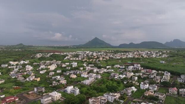 Aerial view of Trou Aux Cerfs Volcano in Curepipe Mauritius.
