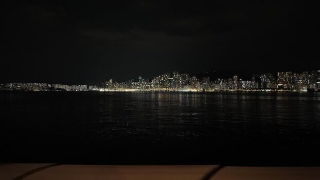 View of the illuminated Hong Kong skyline at night Hong Kong.