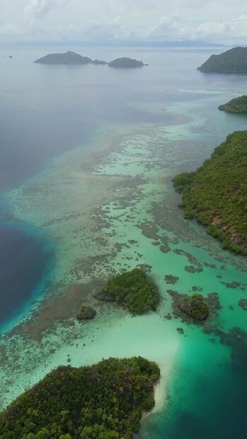Aerial view of Fam Islands in Indonesia.