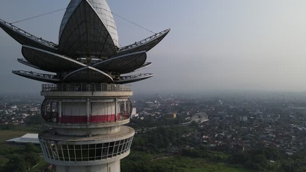 Aerial view of Menara Pandang Teratai Indonesia. Aerial view of Menara Pandang Teratai Indonesia.