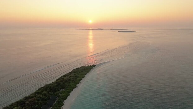 Aerial view of island with vegetation Maldives. Aerial view of island with vegetation Maldives.