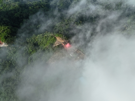 Aerial view of Chandranath Temple nestled on a lush green mountain peak surrounded by thick clouds in Sitakund Chittagong Division Bangladesh. Aerial view of Chandranath Temple nestled on a lush green mountain peak surrounded by thick clouds in Sitakund Chittagong Division Bangladesh.