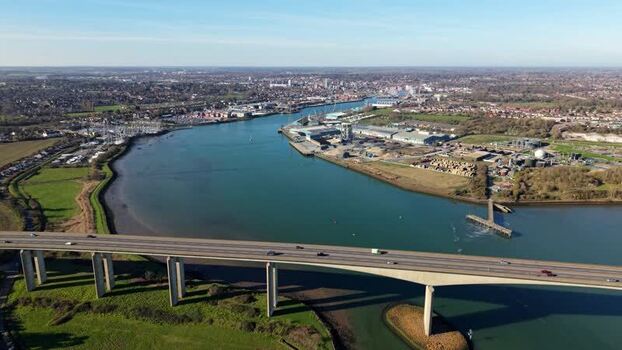 Aerial view of Orwell Bridge United Kingdom.