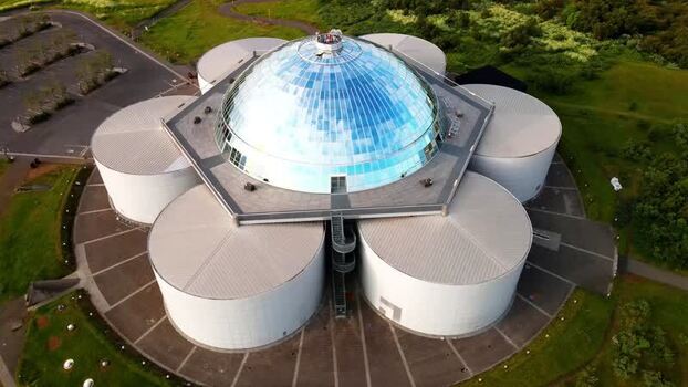 Aerial view of Perlan museum in Reykjavik Iceland. Aerial view of Perlan museum in Reykjavik Iceland.