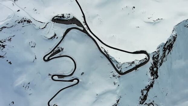 Aerial view of Grossglockner High Alpine Road in winter Austria. Aerial view of Grossglockner High Alpine Road in winter Austria.
