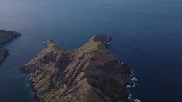 Aerial view of Padar Island in the ocean Indonesia.