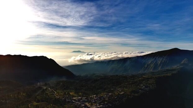 Aerial view of Ngadisari village in the Tengger caldera Indonesia.