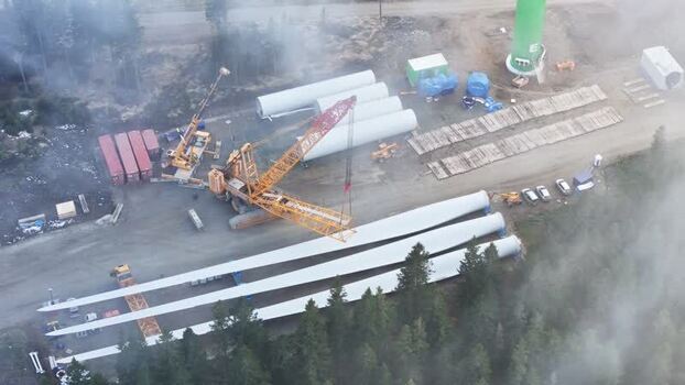 Aerial view of Windpark Freilanderalm 2 construction Austria. Aerial view of Windpark Freilanderalm 2 construction Austria.