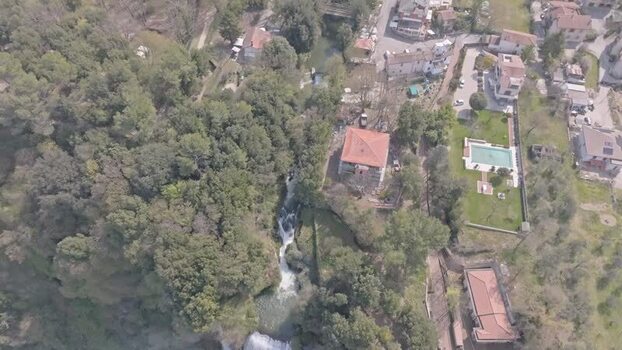 Aerial view of Marmore Falls in Terni Italy.