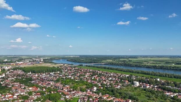 Aerial view of the Sava River and urban rooftops Serbia. Aerial view of the Sava River and urban rooftops Serbia.