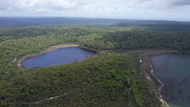 Aerial view of Lake Birrabeen in K gari Australia. Aerial view of Lake Birrabeen in K gari Australia.