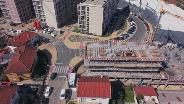 Aerial view of construction site in Barcelos Portugal.