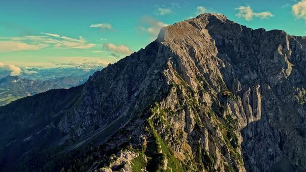 Aerial view of Kehlsteinhaus mountain peak in Germany.