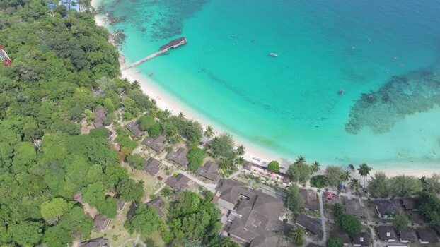 Aerial view of Perhentian Islands beach resort in Malaysia. Aerial view of Perhentian Islands beach resort in Malaysia.