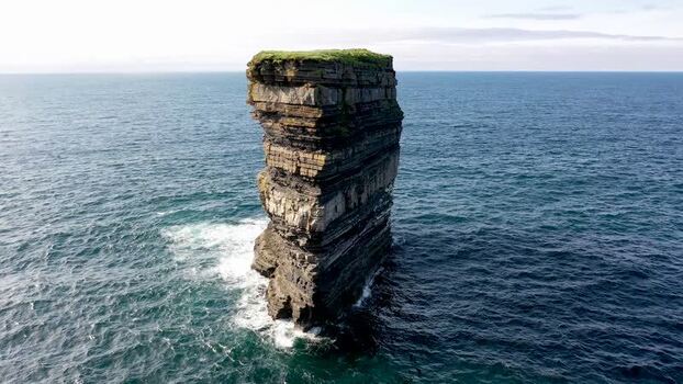 Aerial view of Dun Briste sea stack in Ballycastle Ireland. Aerial view of Dun Briste sea stack in Ballycastle Ireland.