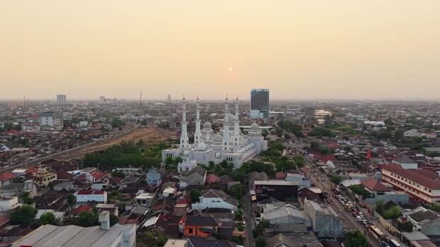 Aerial view of Sheikh Zayed Grand Mosque in Surakarta Indonesia. Aerial view of Sheikh Zayed Grand Mosque in Surakarta Indonesia.