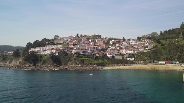 Aerial view of Llastres village in Asturias Spain. Aerial view of Llastres village in Asturias Spain.