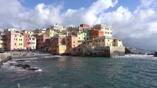 View of Boccadasse fishing village Italy. View of Boccadasse fishing village Italy.