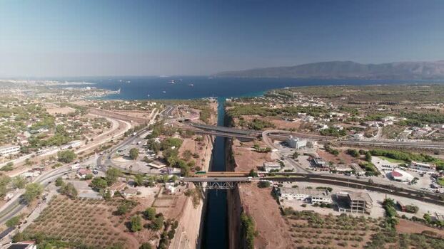 Aerial view of the Isthmus of Corinth Greece. Aerial view of the Isthmus of Corinth Greece.