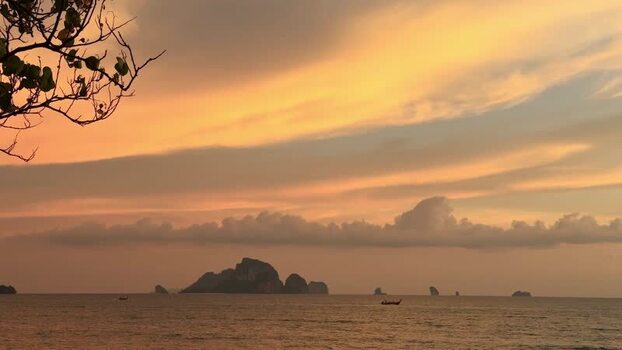 View of Ao Nang s karsts at sunset Thailand.