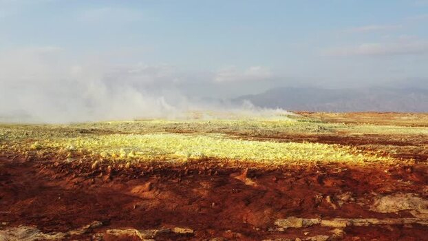 Aerial view of the Danakil Desert geothermal landscape Ethiopia. Aerial view of the Danakil Desert geothermal landscape Ethiopia.