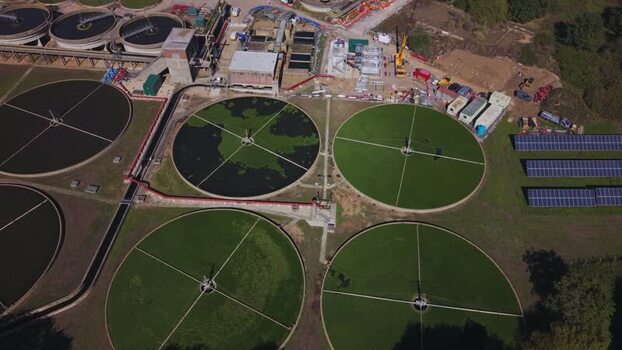 Aerial view of Sandhurst Sewage and Water Treatment Centre United Kingdom. Aerial view of Sandhurst Sewage and Water Treatment Centre United Kingdom.