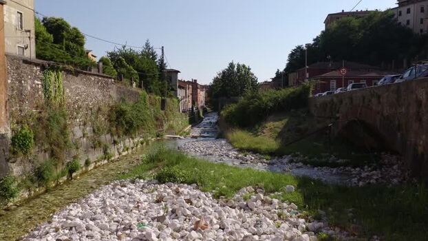 Aerial view of Carrione stream in Carrara Italy. Aerial view of Carrione stream in Carrara Italy.