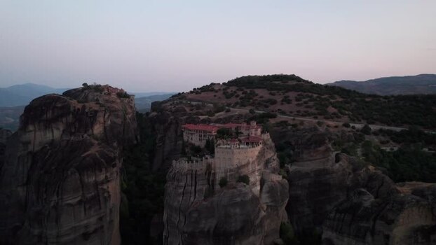 Aerial view of Meteora monasteries in Trikala Greece. Aerial view of Meteora monasteries in Trikala Greece.