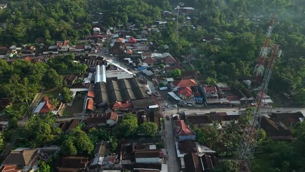 Aerial view of Traditional Market Pasar Kembang Klaten Indonesia.