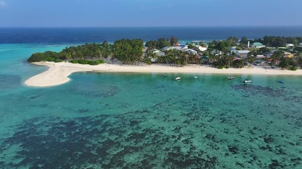 Aerial view of the tropical island of Naavaidhoo Maldives. Aerial view of the tropical island of Naavaidhoo Maldives.