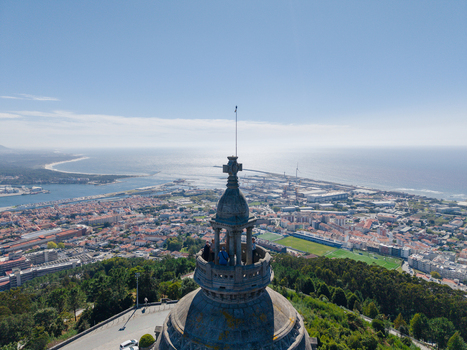 Viana do Castelo Portugal 25 September 2026 Aerial view of the Sanctuary of the Sacred Heart of Jesus on Monte de Santa Luzia overlooking the city harbour and Atlantic coastline. Viana do Castelo Portugal 25 September 2026 Aerial view of the Sanctuary of the Sacred Heart of Jesus on Monte de Santa Luzia overlooking the city harbour and Atlantic coastline.
