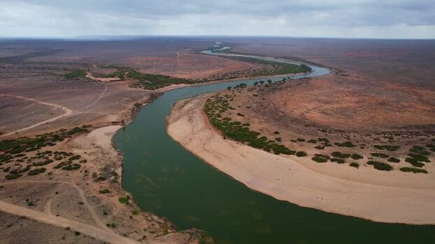 Aerial view of Galana River in Tsavo East Kenya.