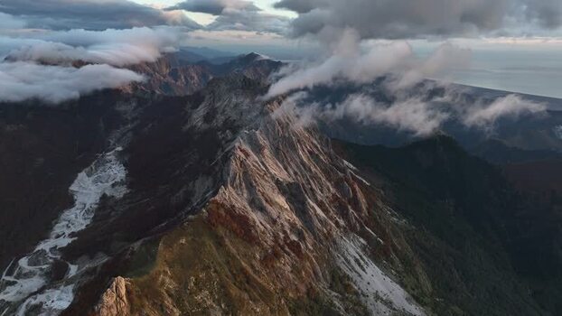 Aerial view of Pizzo d Uccello mountain peak Italy.