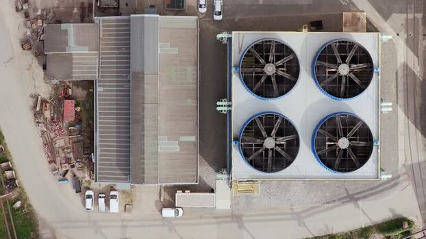 Aerial view of cooling fans at Hodonin Power Station Czechia.